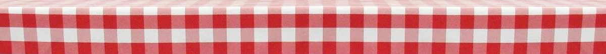 A close-up of a red and white checkered patterned tablecloth, representative of the tablecloth we use on our booth display.